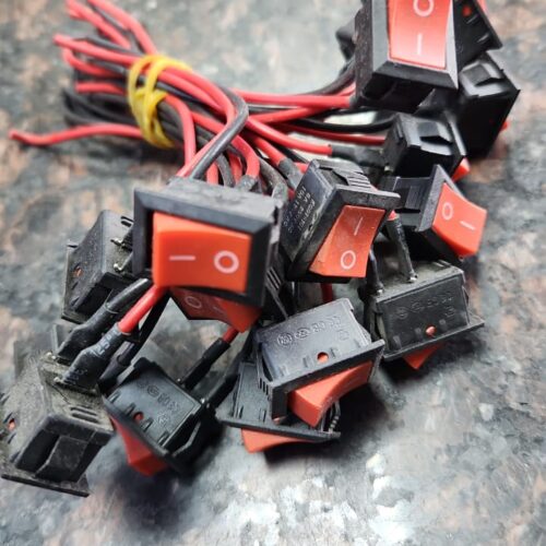 Red and Black Buttons Each 5 AC DC 1-250V 6A SPST Thumb on/Off Mini Boat Wired Rocker Switch Remote Control car 2 line Switch Thumb Board Button Marine Switch LED Table lamp Small Switch!